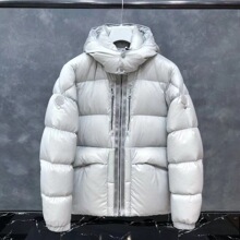 欧货潮牌M家经典款双标织带连帽羽绒服男女同款保暖外套一件代发