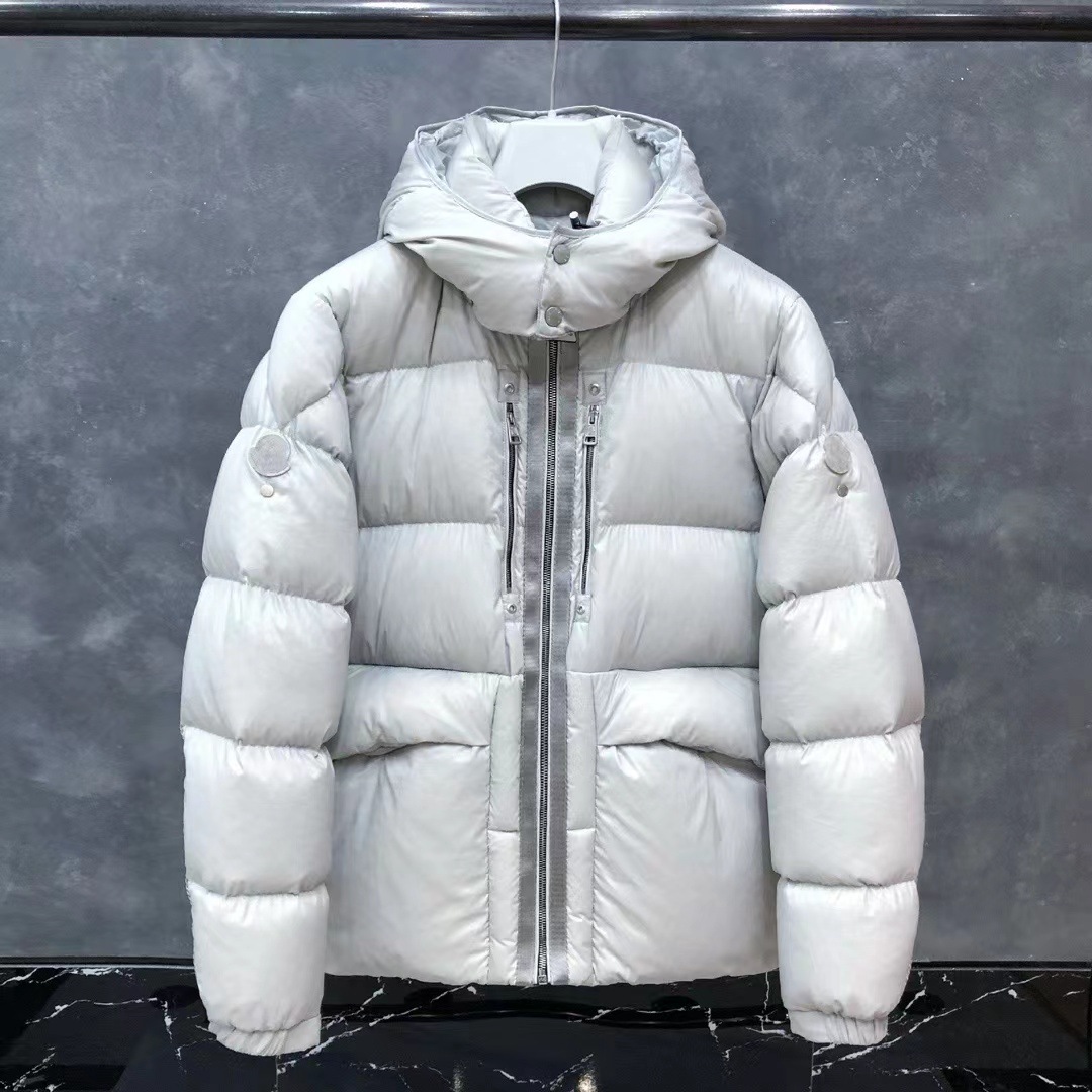 欧货潮牌M家经典款双标织带连帽羽绒服男女同款保暖外套一件代发