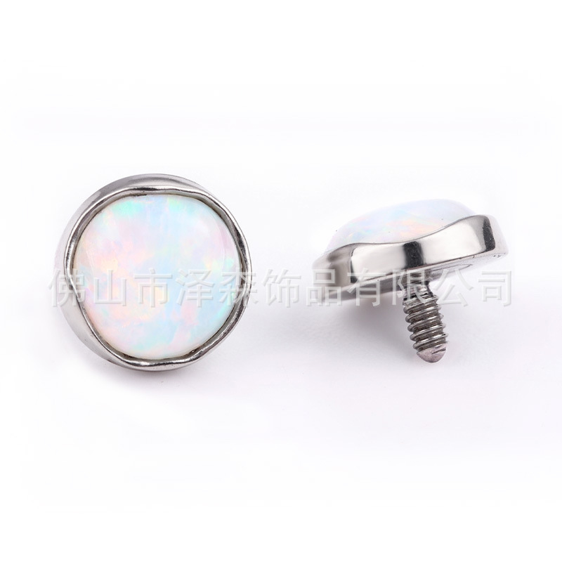 Zesen F136 Titanium Alloy Wavy Edge Opal Earrings Flats Tongue Nail Jewelry Lip Nail Body Piercing detail image 9