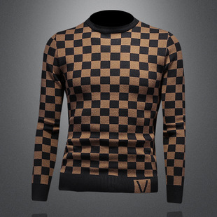 2024 Winter New Pullover Printed Knitwear Men's European Trendyy Thickeneded Woolen Knitwear Knitwear My2157