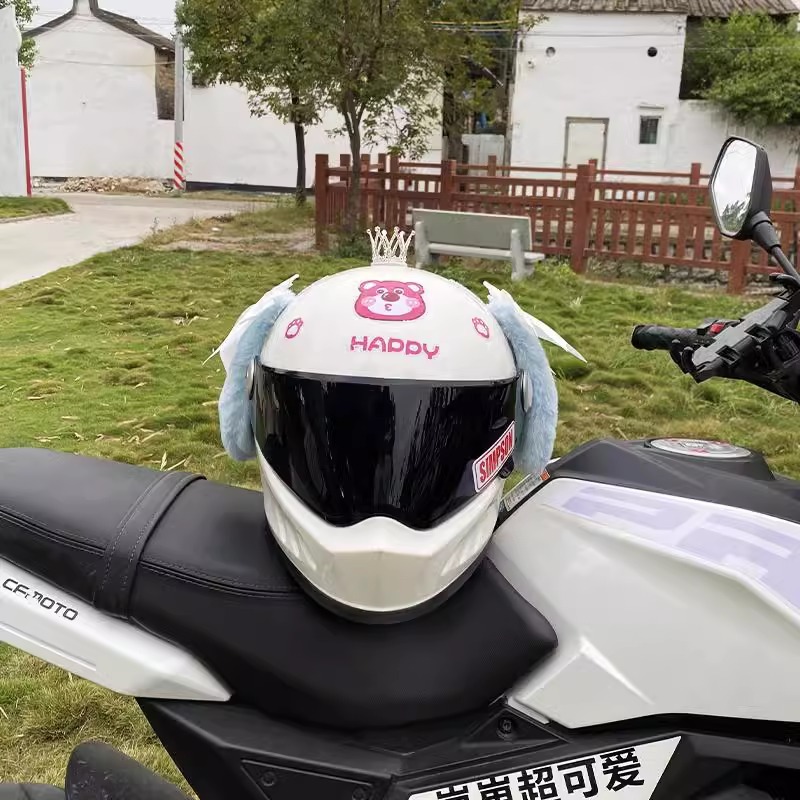 Cute Cinnamoroll Helmet Accessories Motorcycle Electric Vehicle Universal Plush Dog Ears Helmet Decoration