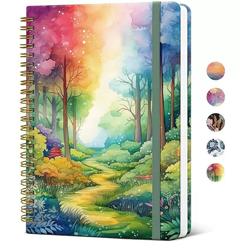 跨境亚马逊高颜值记事本定制创意加厚笔记本神秘森林活页本批发