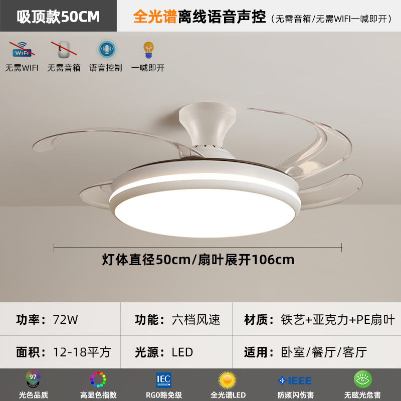 [Selección estricta] lámpara de ventilador minimalista 2025 nuevo ventilador de techo invisible dormitorio doméstico con ventilador eléctrico lámpara de vela