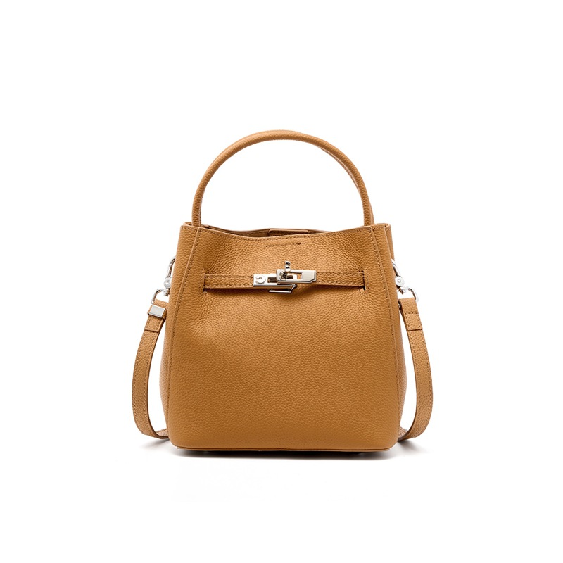 New Women's Genuine Leather Bucket Bag - Fashionable Commuter Versatile Designer Niche Crossbody Handbag - Thumbnail 8