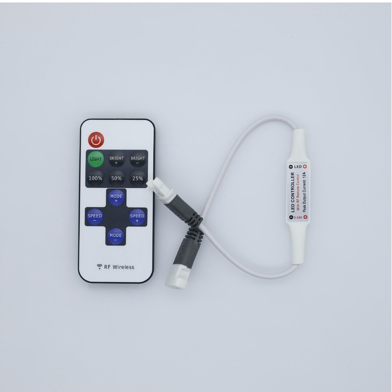 RF11 anahtarlı tek renkli kontrol cihazı DC başlıklı 5V LED ışık şeridi uzaktan kumandalı mini siyah ve kırmızı kablolu COB ışık şeridi dimmeri