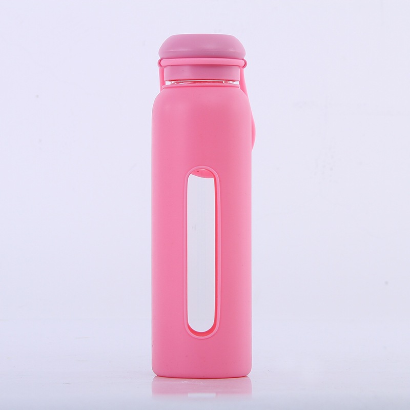 Comercio exterior nuevo tipo de tazas de vidrio de moda simple tazas de automóvil creativas cubiertas de silicona tazas de agua deportivas portátiles al aire libre