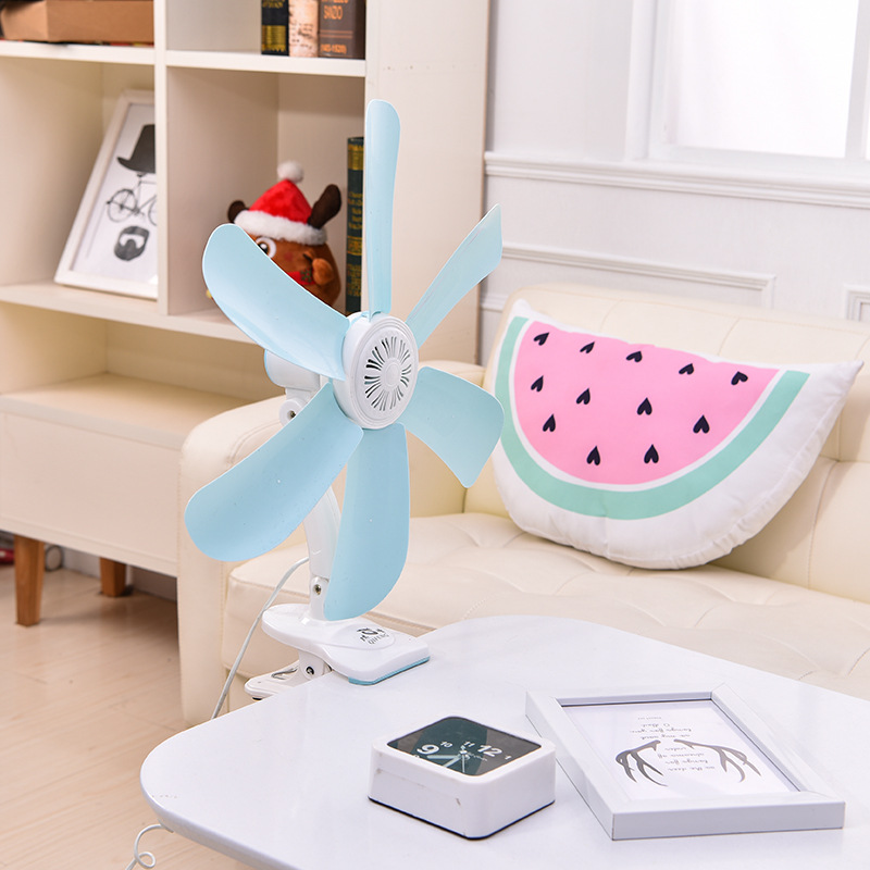 Qifeng 600# Clamp Fan Office Six-Leaf Desk Electric Fan Clamp Fan Dormitory Household Available for Cross-Border Supply