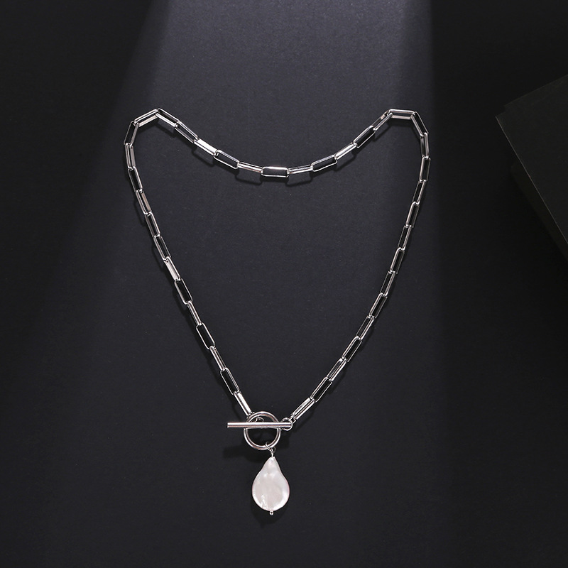 Lady Water Droplets Stainless Steel Freshwater Pearl Plating Pendant Necklace display picture 4