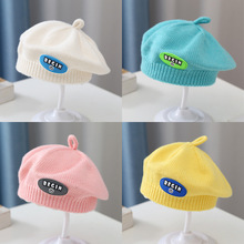 小月龄婴幼儿帽子秋季冬款韩版男女宝宝针织毛线贝雷帽洋气画家帽
