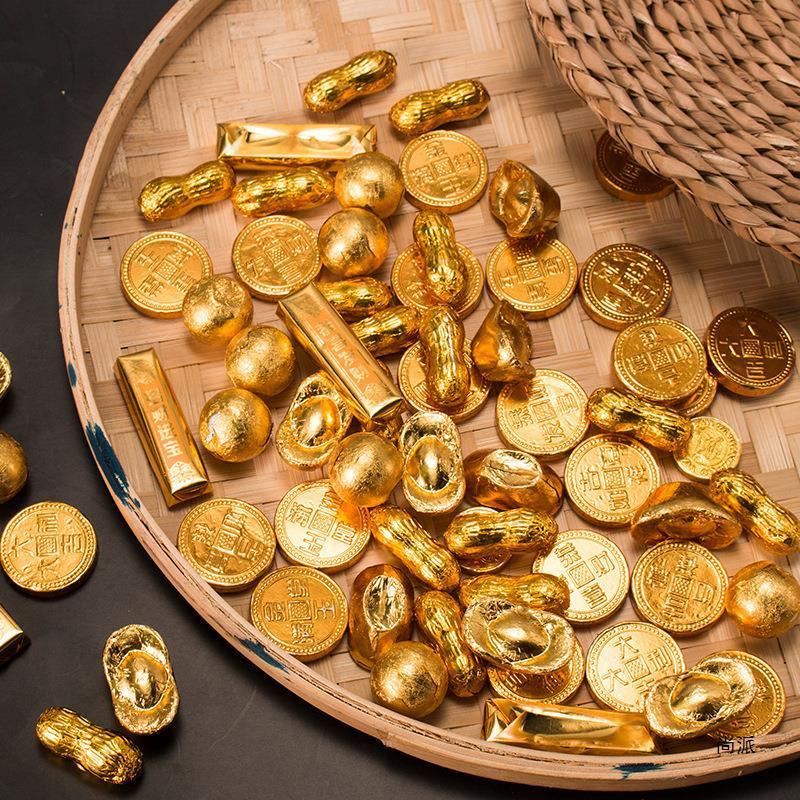 金币巧克力散装结婚喜庆糖果年货金币巧克力装饰蛋糕装饰摆件500g|undefined