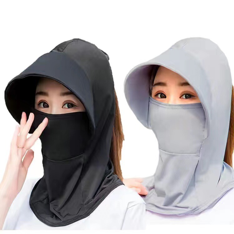 Ice silk sunscreen foldable sun visor neck protection hat women's large brim light breathable ice silk material windproof and dustproof