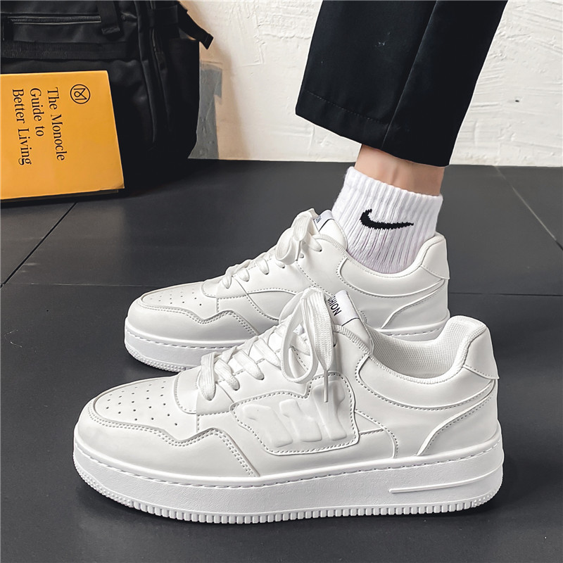 板鞋男夏季2024新款皮面透氣運動休閒白鞋青少年潮流百搭小白男鞋