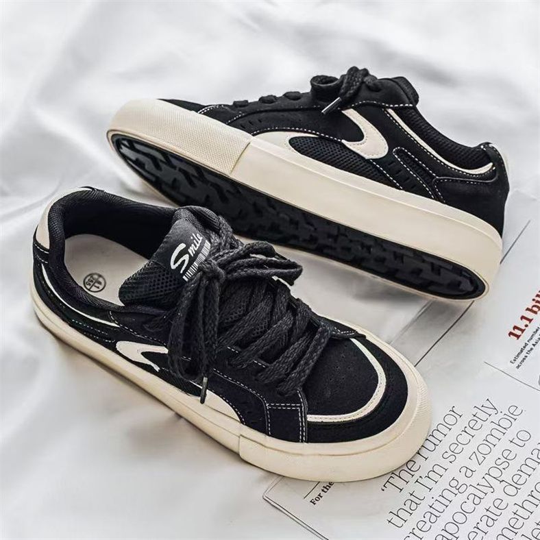 Zapatos de hombre retro 2026 primavera nuevos zapatos casuales transpirables versátiles zapatos deportivos de suela gruesa moda zapatos de skate estudiantes juveniles