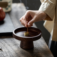 ✅北美胡桃木实木香炉家用室内沉香茶道不落灰香熏炉线香插香盘摆