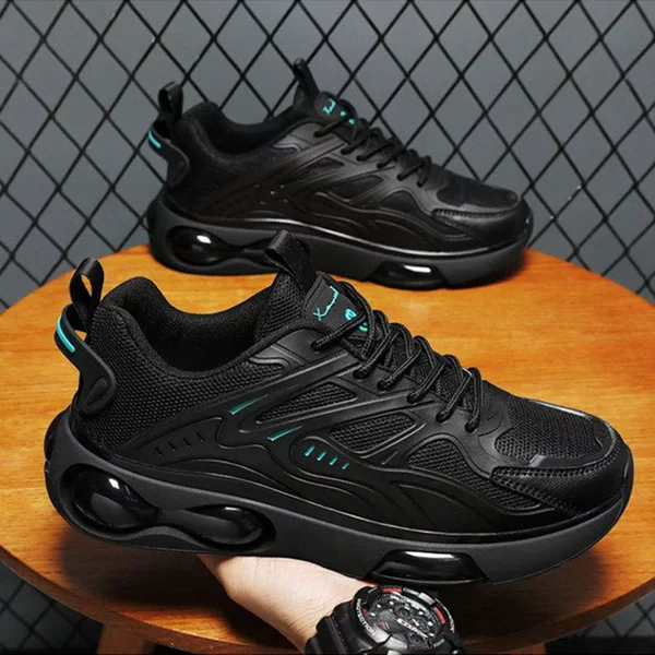 Cross-Border Mountaineering Men's Shoes, Air-Cushioned Sports Shoes, Men's Spring and Autumn Low-Top Lace-Up Black Mamba Running Shoes, Casual Trendy Shoes