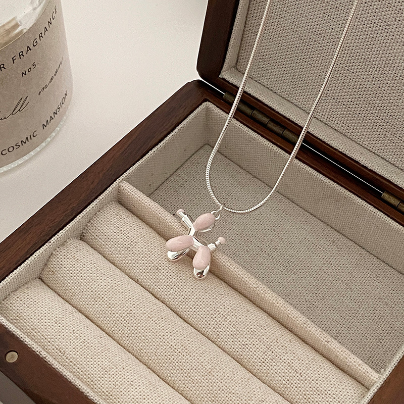 Collana a palloncino con smalto a goccia color argento sterling S, catena per clavicola femminile, minimalista giapponese coreano versatile,_voghion.com