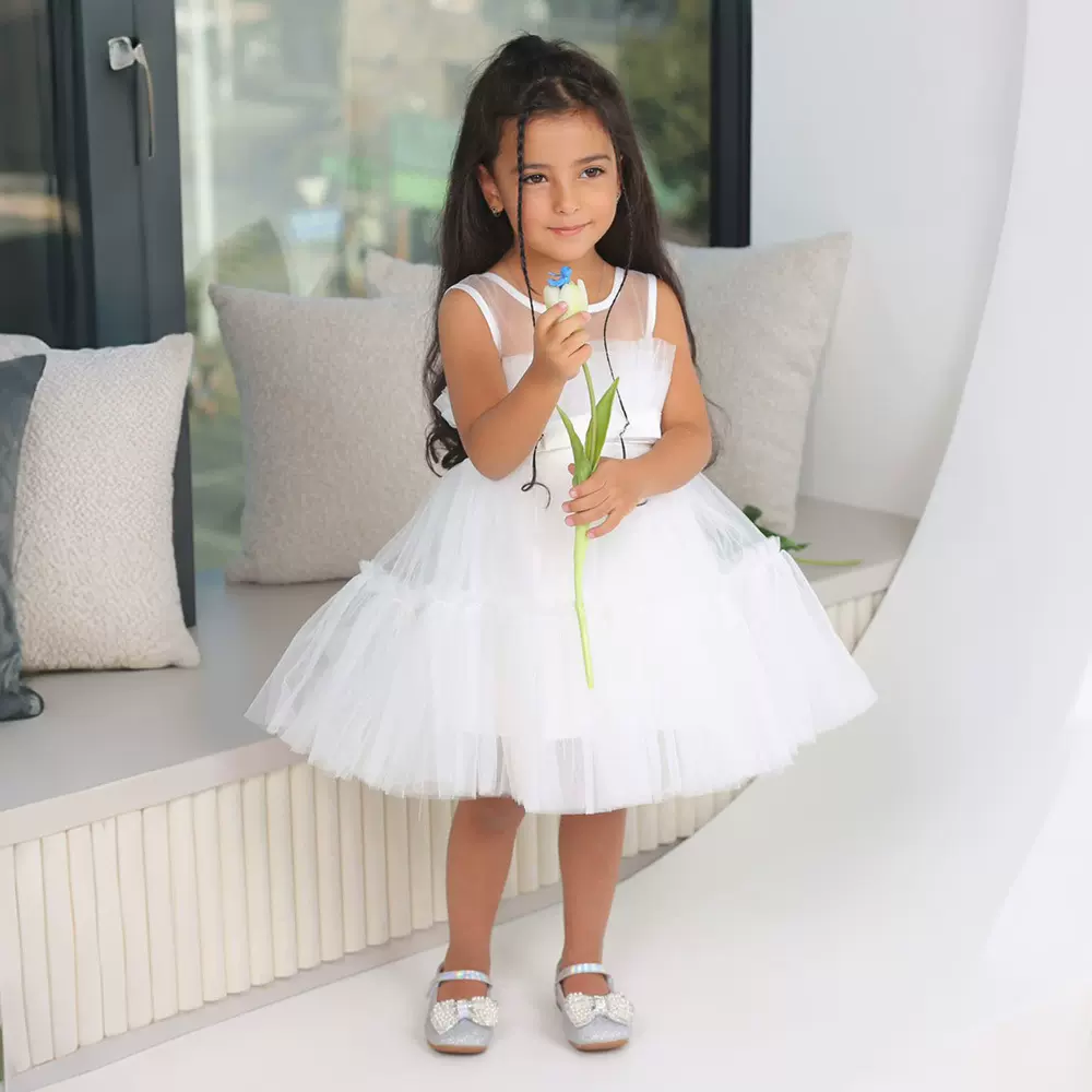 亚马逊新品网纱女礼服花童礼服  外贸洋气锻布可爱甜美公主礼服裙