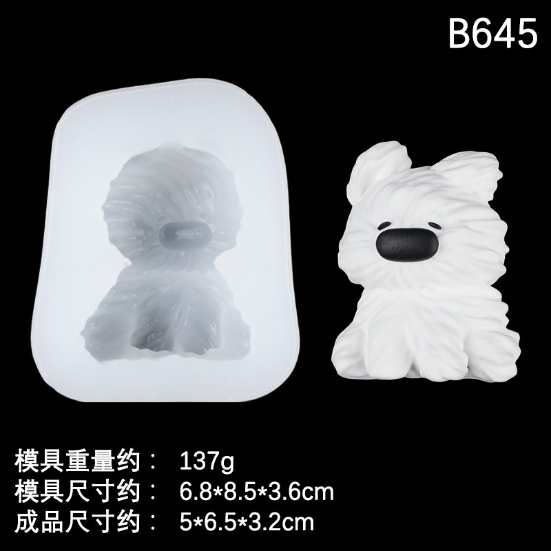 Molde de silicona en forma de West Highland de bricolaje, anillo de natación de oso de mantequilla, amasado, molde de decoración de yeso de goteo