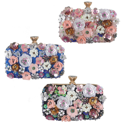 Cross-border new flower dinner bag European and American fashion women's handbag clutch bag cheongsam dress banquet evening bag