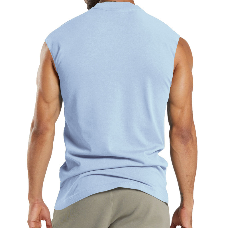 2024 Summer New Kam Shoulder Large Men's Short Sleeve Button Pocket Sleeveless T-shirt_voghion.com