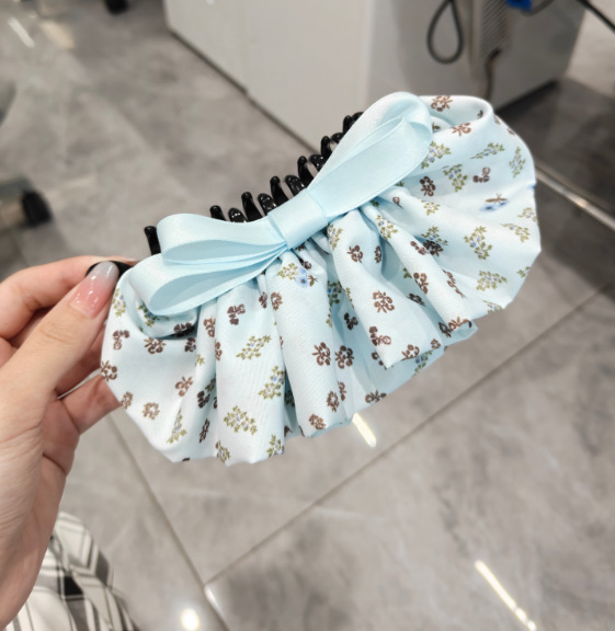 1# light blue floral butterfly banana clip hair clip 13cm