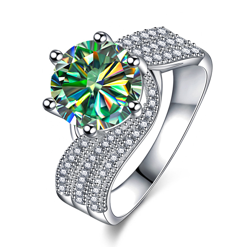 Anillo de diamante de diamante de plata esterlina 925 5 quilates, anillo de regalo de cumpleaños para la novia.