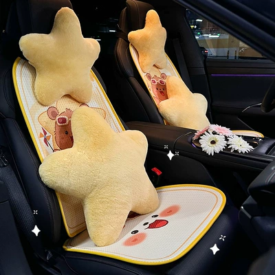 2026 New Car Headrest Neck Pillow Creative Cute Star Car Cushion High-End Car Lumbar Support Cushion