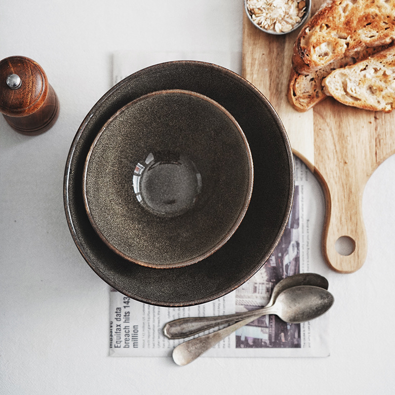 INS japonés retro horno de cerámica transfronteriza hogar tazón ensalada de frutas tazón de sopa tazón de arroz tazón de fideos restaurante Tazón