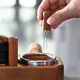 Coffee Powder Needle Coffee Stirring Clumping Disperser Stainless Steel Powder Dispenser Solid Wood with Storage Powder Needle Italian Style