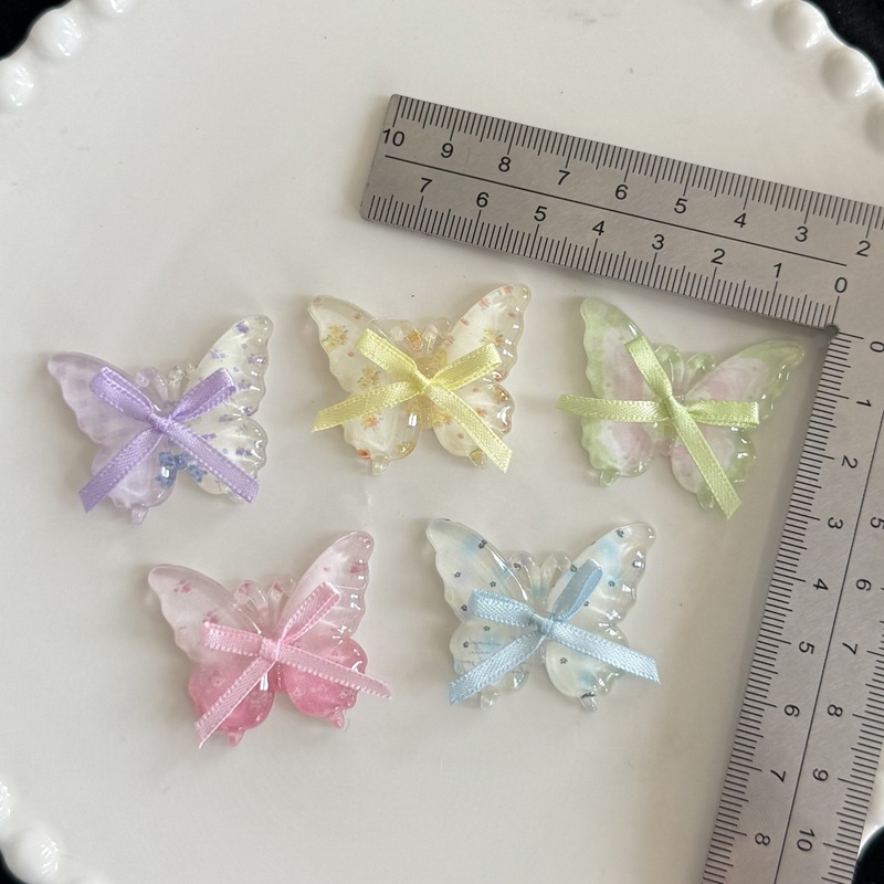 小さな新鮮で透明なプリント蝶アクセサリー diy 帽子ヘアピン携帯電話ケースパッチ手作り素材下駄花|undefined