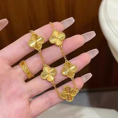 四叶草五花手链女2025年新款轻奢小众高级感黄金色手串叠带款