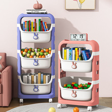 多层小推车置物架可移动零食整理架子儿童玩具收纳架家用学生书架