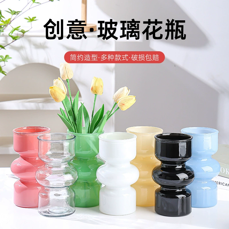 Ins ветер средневековая стеклянная ваза оптом высокого класса чувство украшения гостиной с цветочной аранжеткой ретро маленькая ваза ремесла украшения