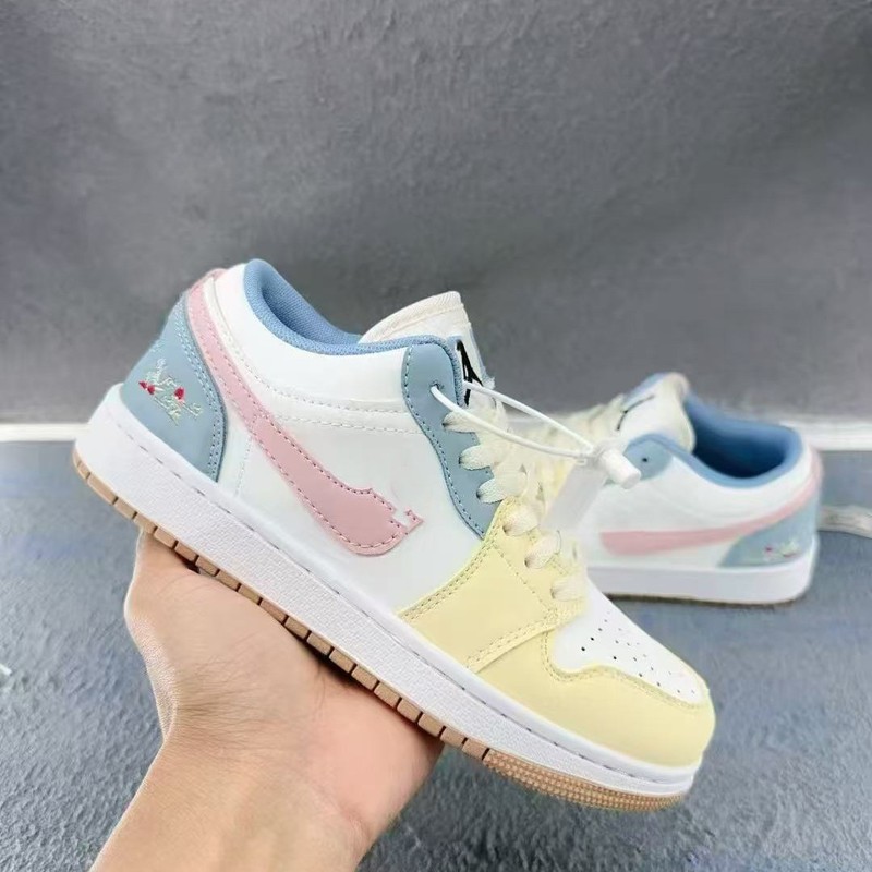 2025 新 AJ1 マカロンロートップ文化カジュアルスニーカー同じ立体男性と女性のカップルの靴キャンパススタイルの靴|undefined