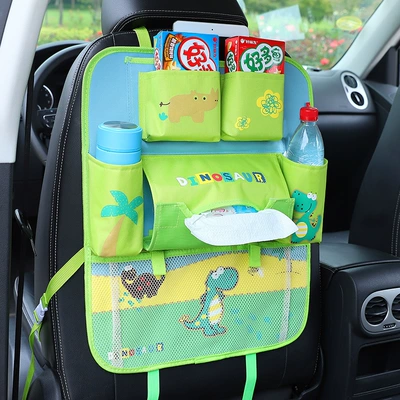 Car storage bag/box, Bag Multifunctional Car Seat Back - green-dinosaur-three-generations-of-support-for-mobile-phones-and-tablets-to-watch-videos