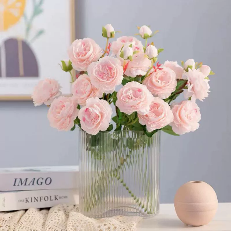 [Artificial flower bouquet peony rose dried flower home dining table arrangement peony ornament silk flower]