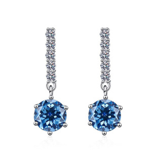 Quick hand trembles explosive earrings 1 karat blue green moissanite 925 sterling silver earrings women moissanite earrings cross border