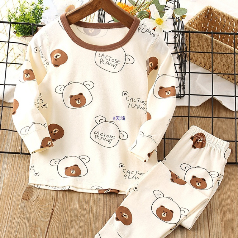 Children's Autumn Clothing Set Cotton Lycra Boys and Girls Toddler Thermal Underwear Cotton