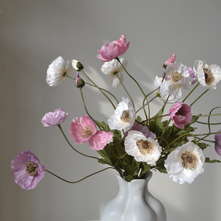 Artificial Flower American Autumn Color Retro Poppy Flower Travel Photo Holding Flower Photography Home Wedding Living Room Pulet