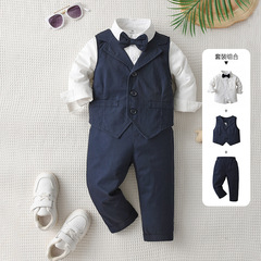 Cross-border children's clothing one-hand source gentleman waistcoat three-piece set children's suit baby long-sleeved spring and autumn boys' autumn wear 
