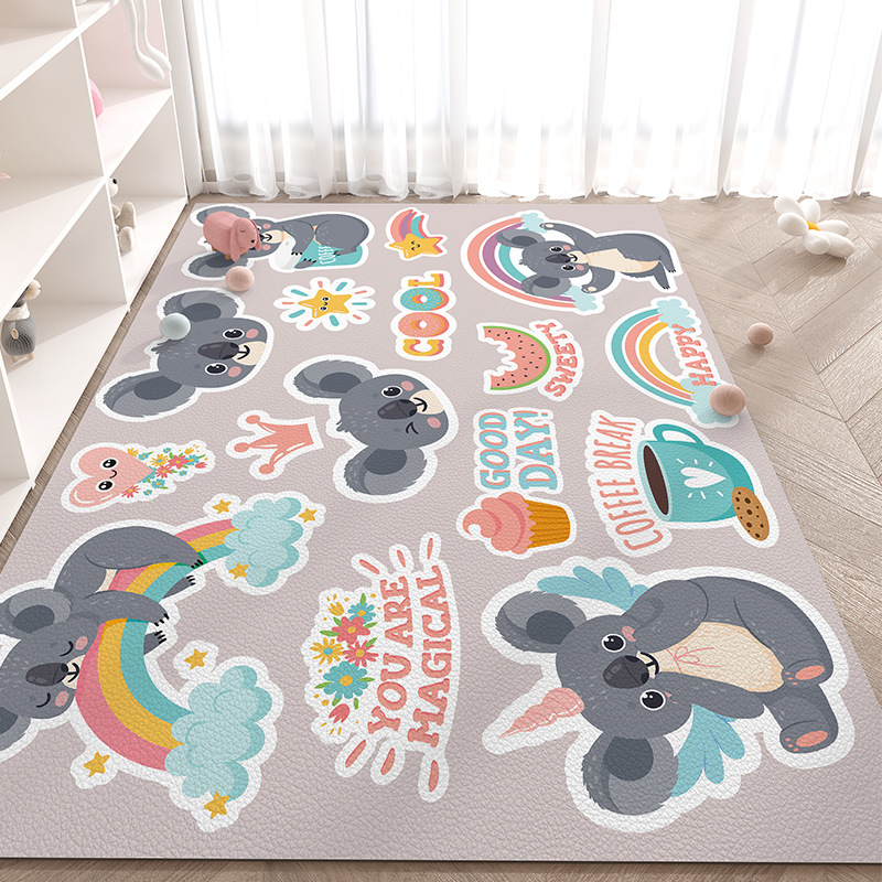 漫画かわいいゲームパッド家庭用拭き取りフリーレザーカーペット裁断可能防水防油リビングカーペット