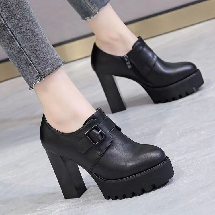 Brand Special Offer: Women's Waterproof Platform Shoes with Chunky Heels, 2026 Autumn/Winter New Model, Deep-Cut Round-Toe Genuine Leather Ultra-High Heel Small Leather Shoes Brand Special Offer: Women's Waterproof Platform Shoes with Chunky Heels, 2026 Autumn/Winter New Model, Deep-Cut Round-Toe Genuine Leather Ultra-High Heel Small Leather Shoes