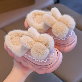 Winter Children's Cotton Slippers for Boys and Girls Warm fleece-lined Non-slip Parent-child Small and Medium-sized Children's Baby Home Bag with Cotton Slippers
