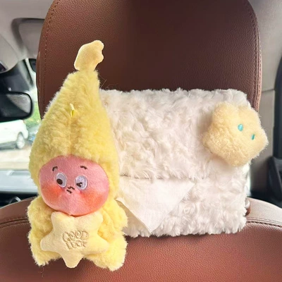 Car tissue box/set hanging tissue storage box, cute - plush-tissue-box-starman-star-design-stars