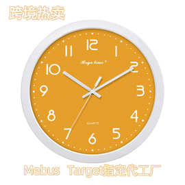跨境热销简约时尚居家墙贴钟客厅卧室大堂静音ABS塑料礕挂钟H612