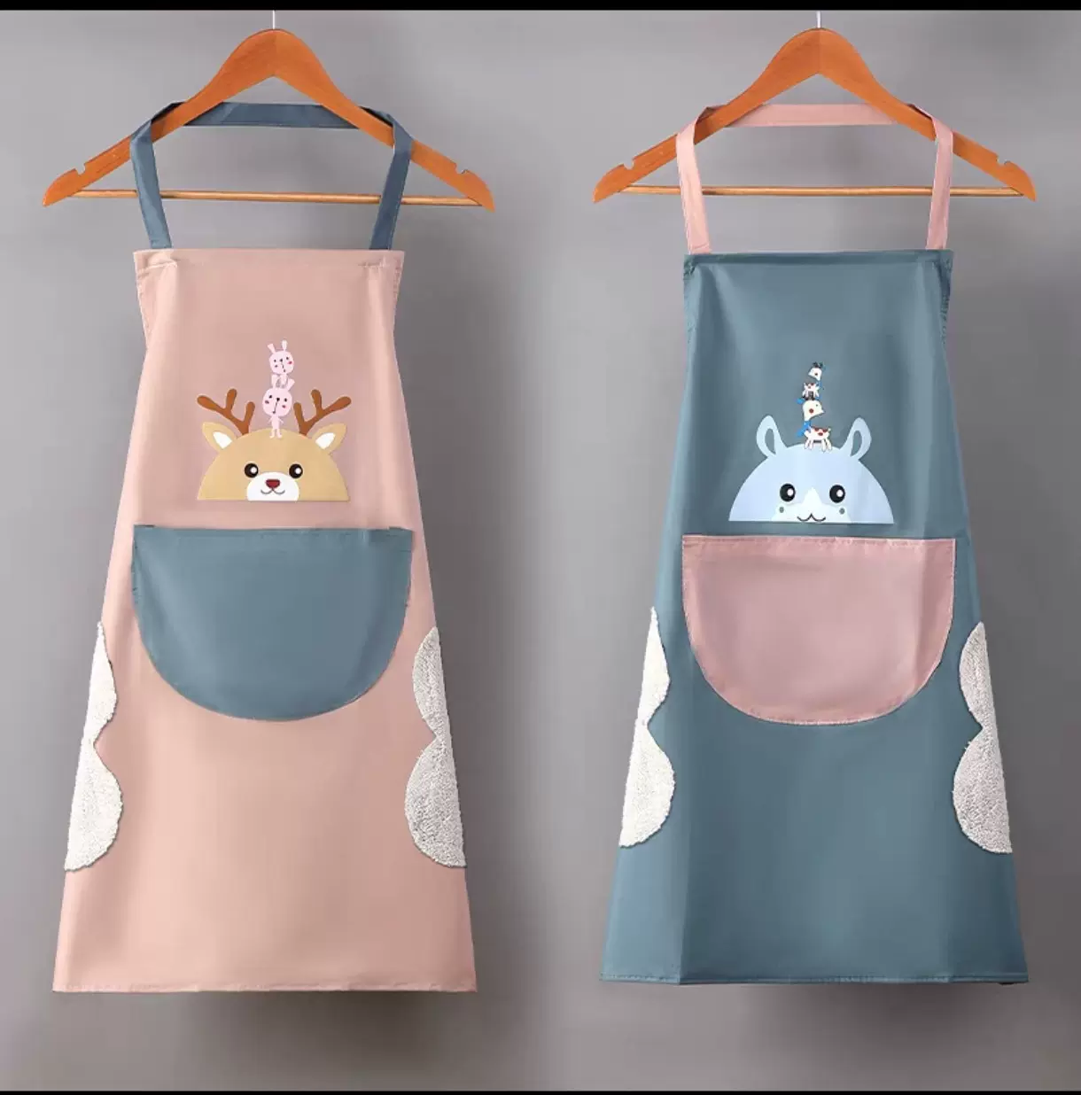 挂脖围裙防水防油时尚创意可擦手围裙厨房家用工作服成人无袖罩衣