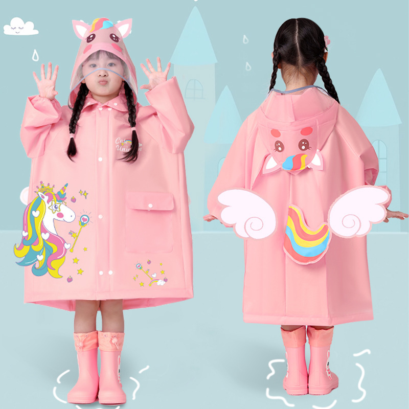 Children's Raincoat Boys and Girls Primary School Students 2022 New Kidsren 3-10 Years Old Kidsren Go to School with School Bag Poncho