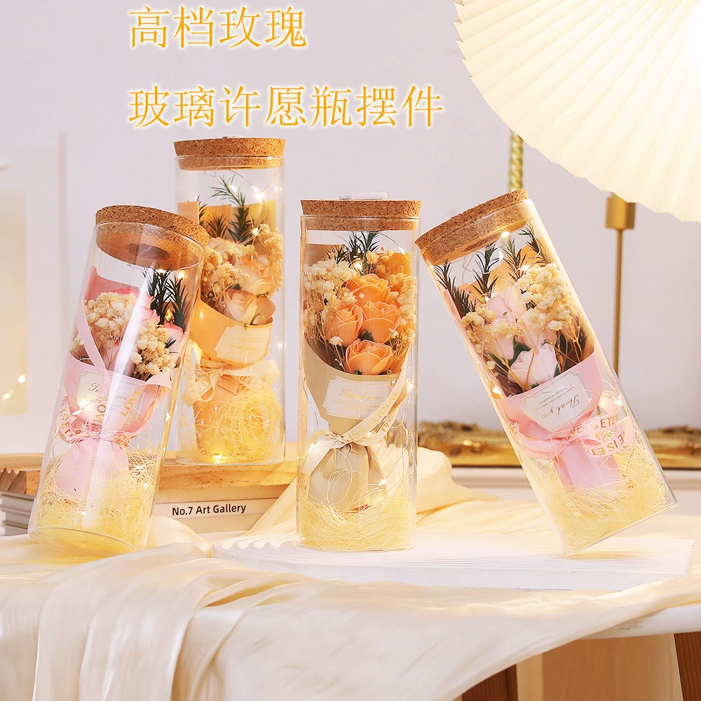 Подарочная стеклянная открытка ко Дню матери с букетом пожеланий Rose Eternal Bouquet Ornament Creative Dried Flowers 520 оптовая продажа