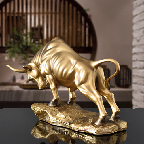 Lucky Taurus Decorative Ornaments Creative Modern Ox Office Desktop Business High-End Bookcase Bull Market Home Accessories