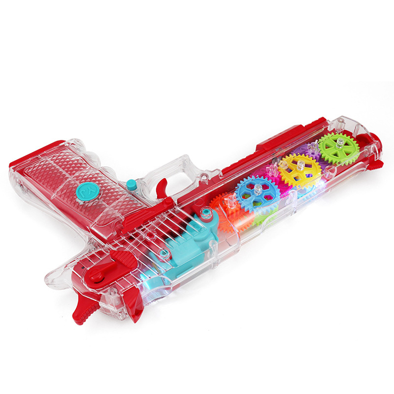 Transparente vibración engranaje infantil juguetes transfronterizos pistolas de vibración con la misma luz música juguetes eléctricos niños niñas